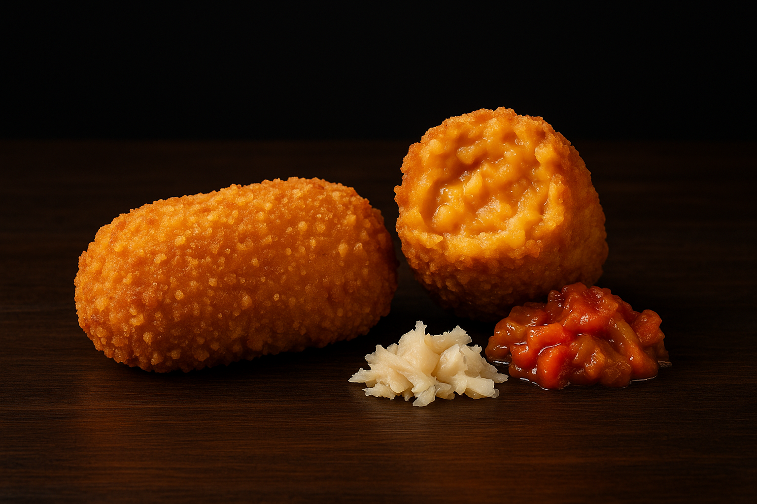 Croquetes de bacallà amb samfaina